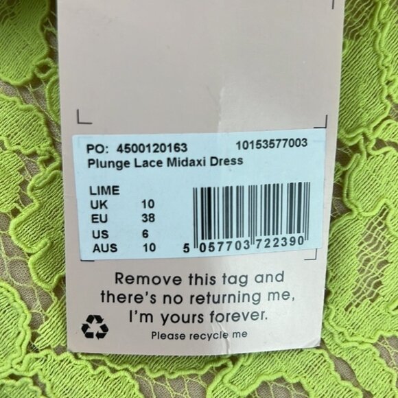 SOLD NWT Misguided Yellow Plunge Lace Midaxi Dress size 6 - Picture 8 of 11